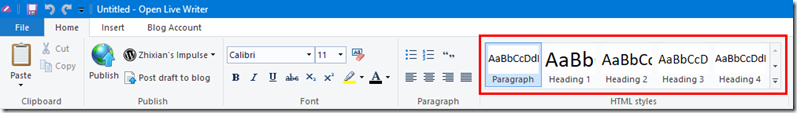 open-live-writer fixed HTML styles toolbar